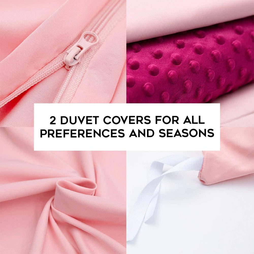 YnM 3 Piece Set 15 Pound Glass Bead Weighted Blanket w/2 Duvet Covers (Open Box) - VMInnovations