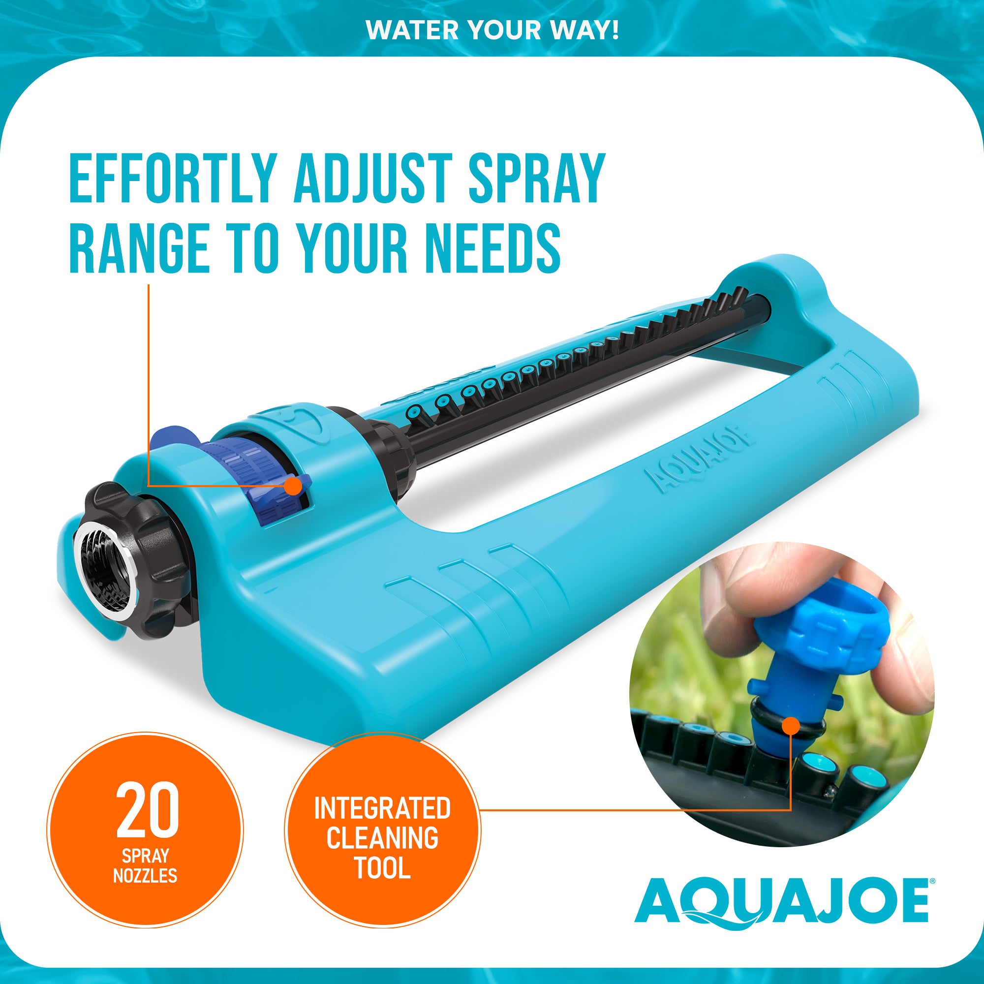 Aqua Joe 2 Pack Oscillating Sprinkler w/ Adjustable Spray, 4400 Sq. Ft. Coverage