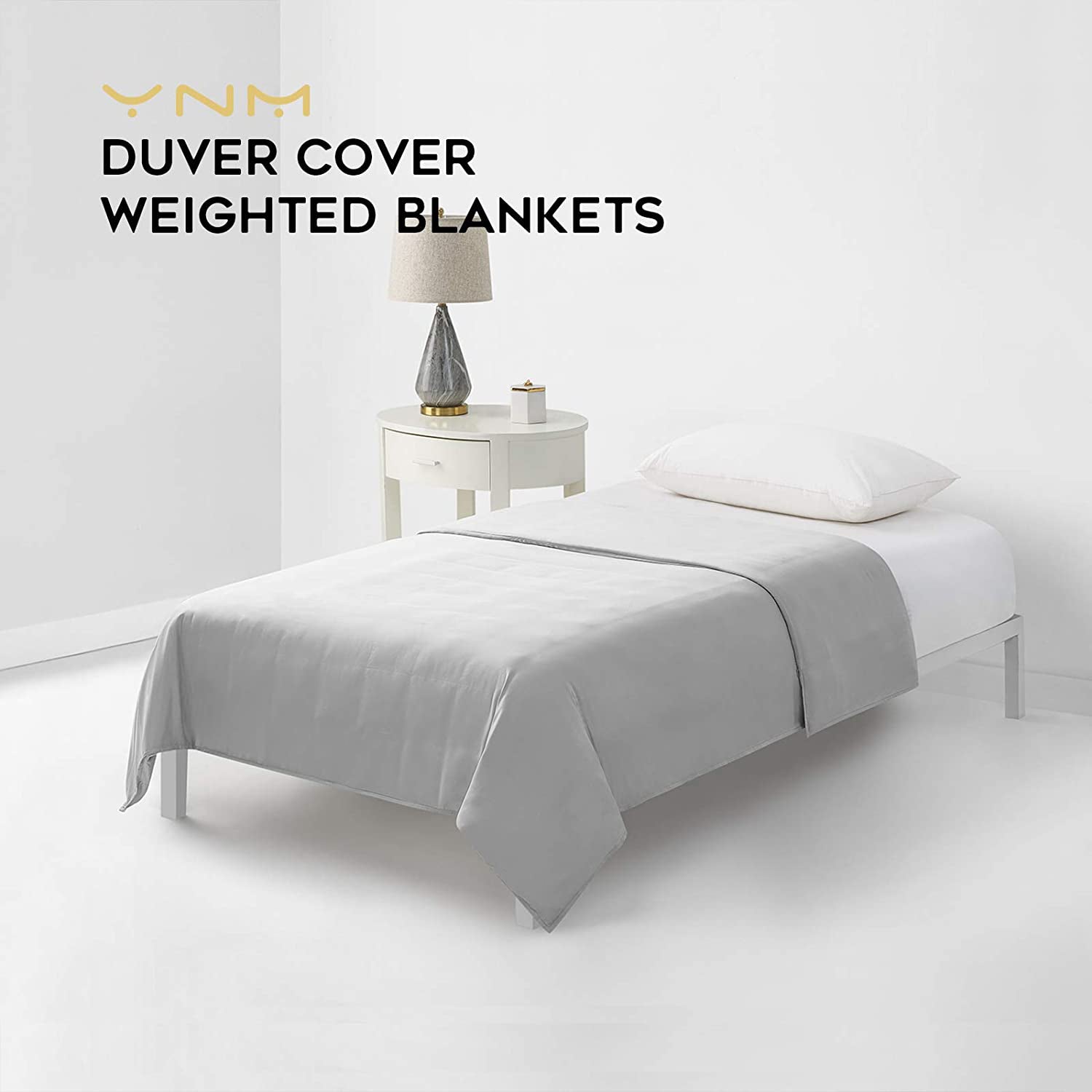 YnM 60"x80" Natural Bamboo Duvet Cover for Weighted Blankets, Light Grey (Used) - VMInnovations