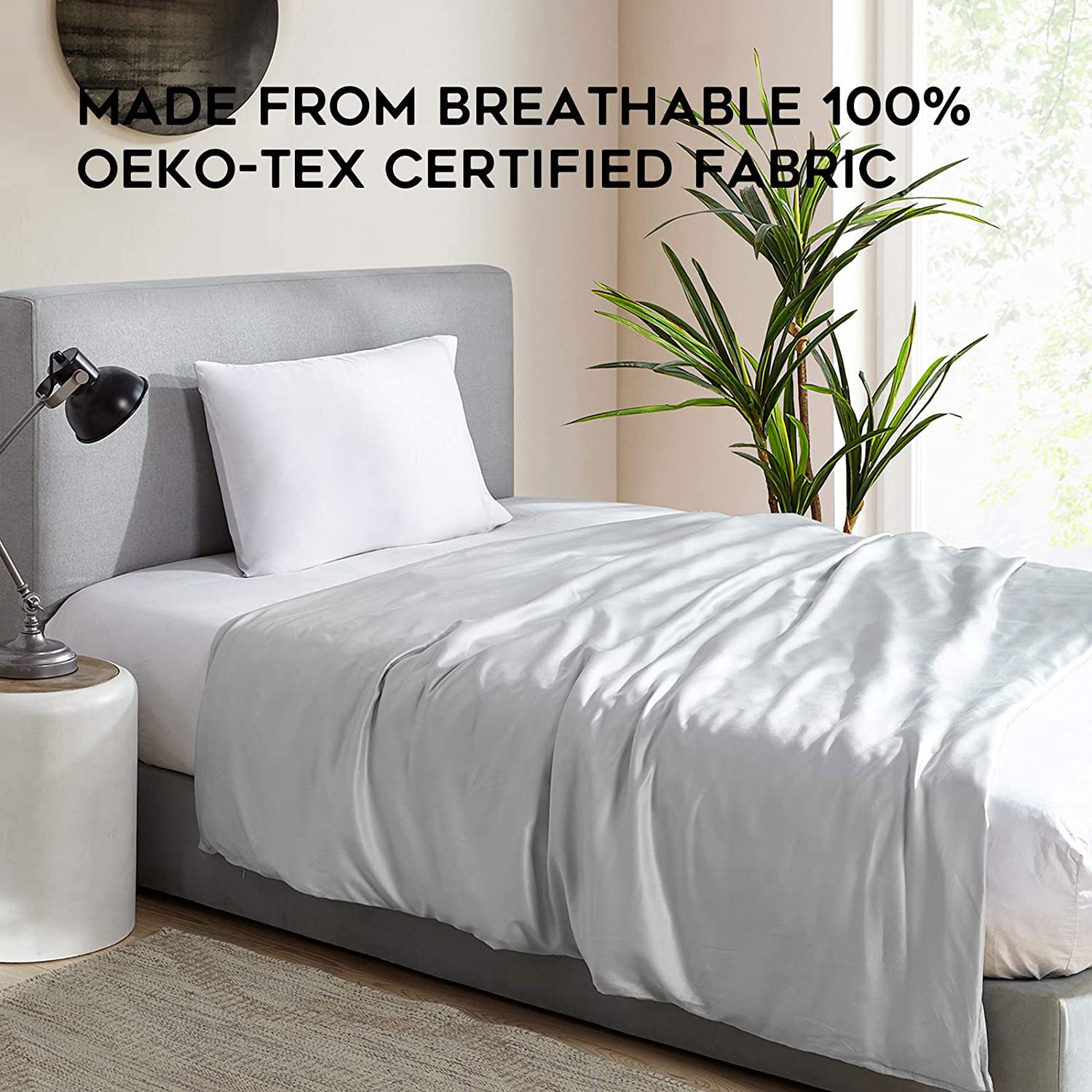 YnM 60"x80" Natural Bamboo Duvet Cover for Weighted Blankets, Light Grey (Used) - VMInnovations