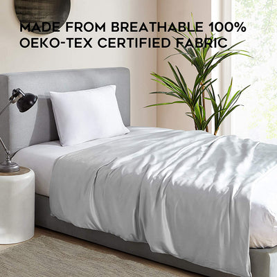 YnM 60"x80" Natural Bamboo Duvet Cover for Weighted Blankets, Light Grey (Used) - VMInnovations