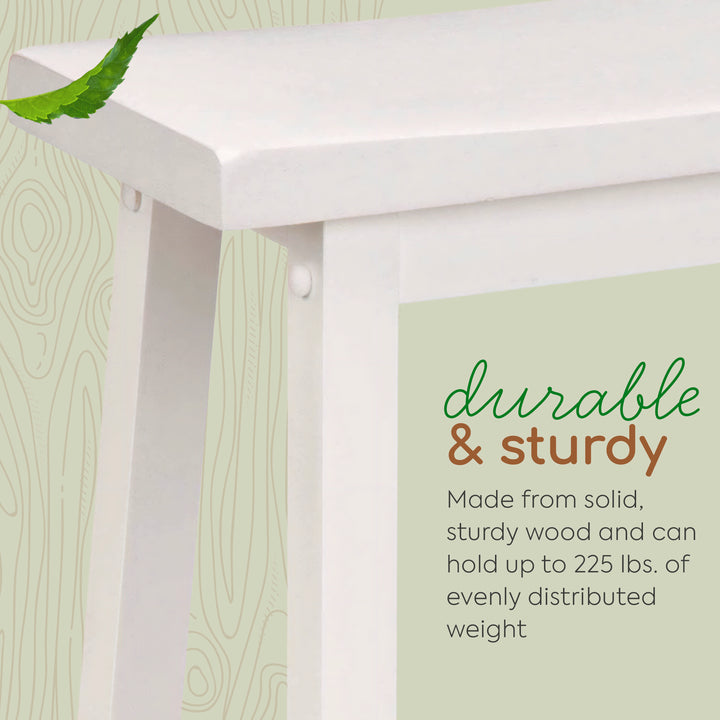 PJ Wood Saddle-Seat 29" Kitchen & Bar Counter Stool, White, Set of 2(Open Box)