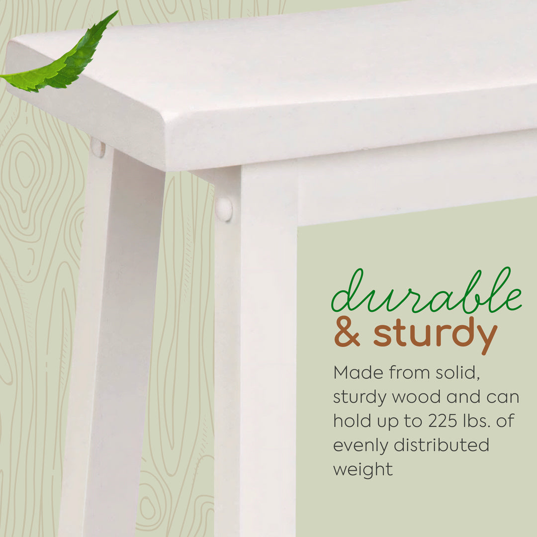 PJ Wood Saddle-Seat 29" Kitchen & Bar Counter Stool, White, Set of 2(Open Box) - VMInnovations