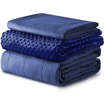 YnM 3 Piece 15 lb Premium Glass Bead Weighted Blanket with 2 Covers (Open Box)