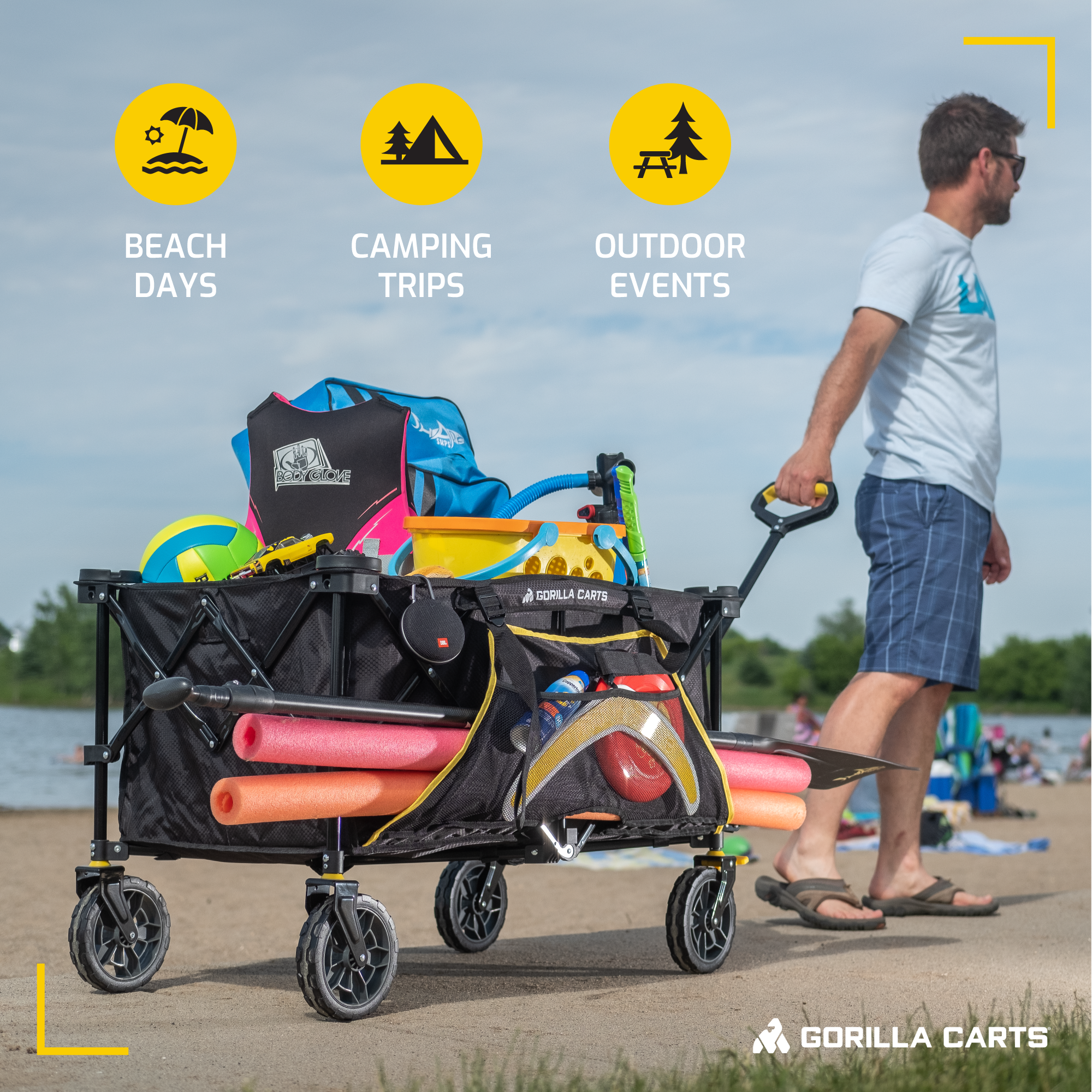 Gorilla Carts 7 Cubic Feet Foldable Utility Wagon with Oversized Bed (Used) - VMInnovations