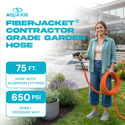 Aqua Joe FiberJacket Garden Hose, Kink-Resistant, 75' x 3/4" Diameter - VMInnovations
