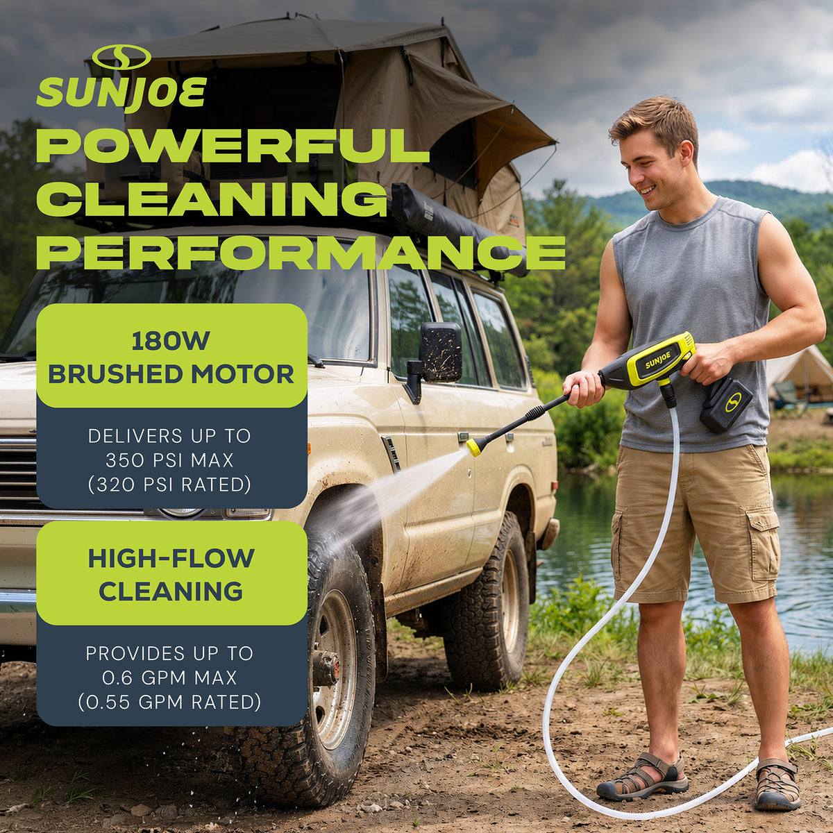 Sun Joe 24V Cordless Power Cleaner Portable Pressure Washer Nozzle, 24V-PP350-CT - VMInnovations