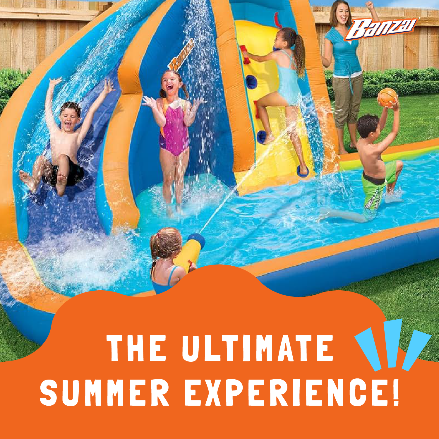 Banzai Hyper Drench 8-in-1 Giant Inflatable Water Slide Park Bounce House (Used)