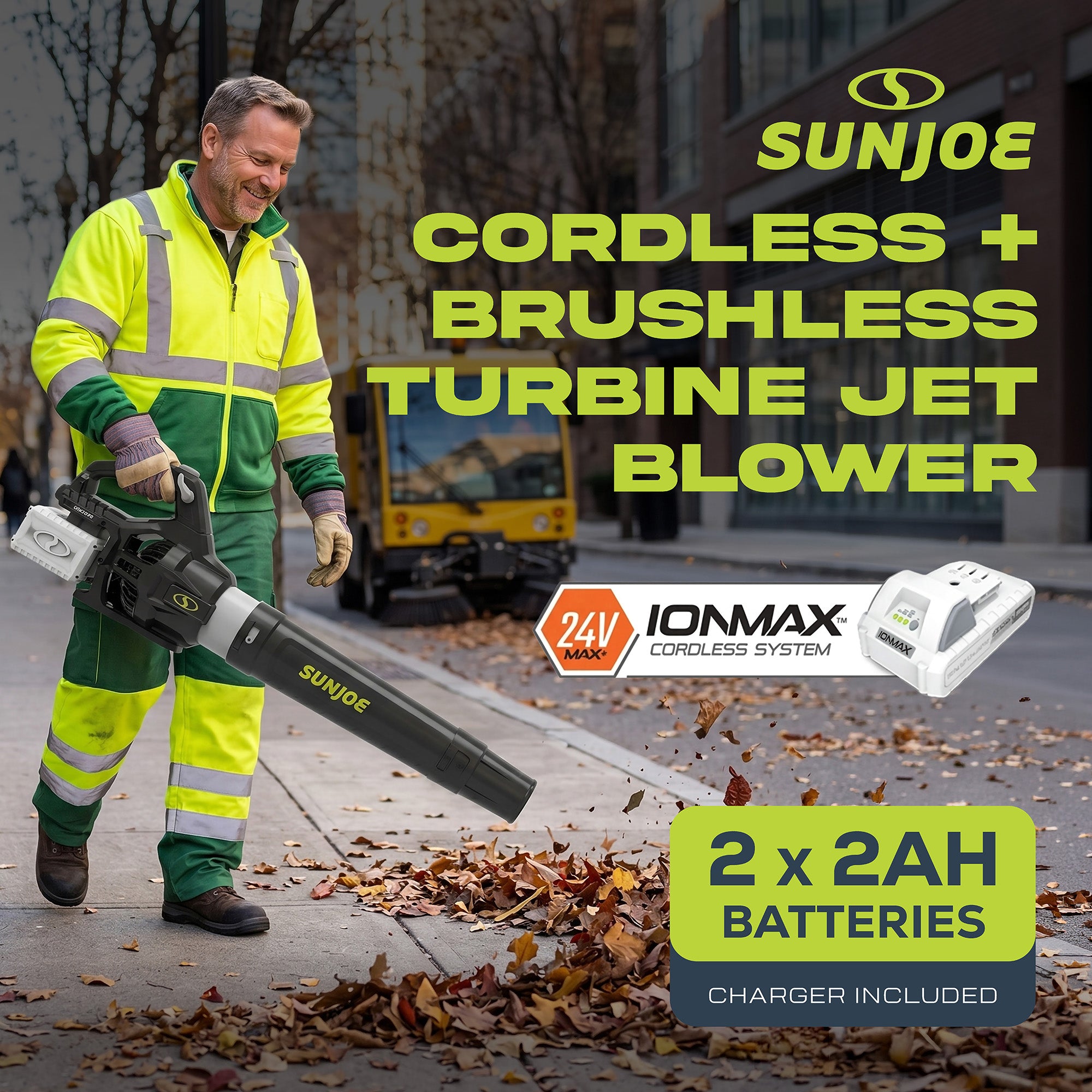 Sun Joe Cordless Brushless Turbine Jet Blower with Battery/Charger, (Open Box)