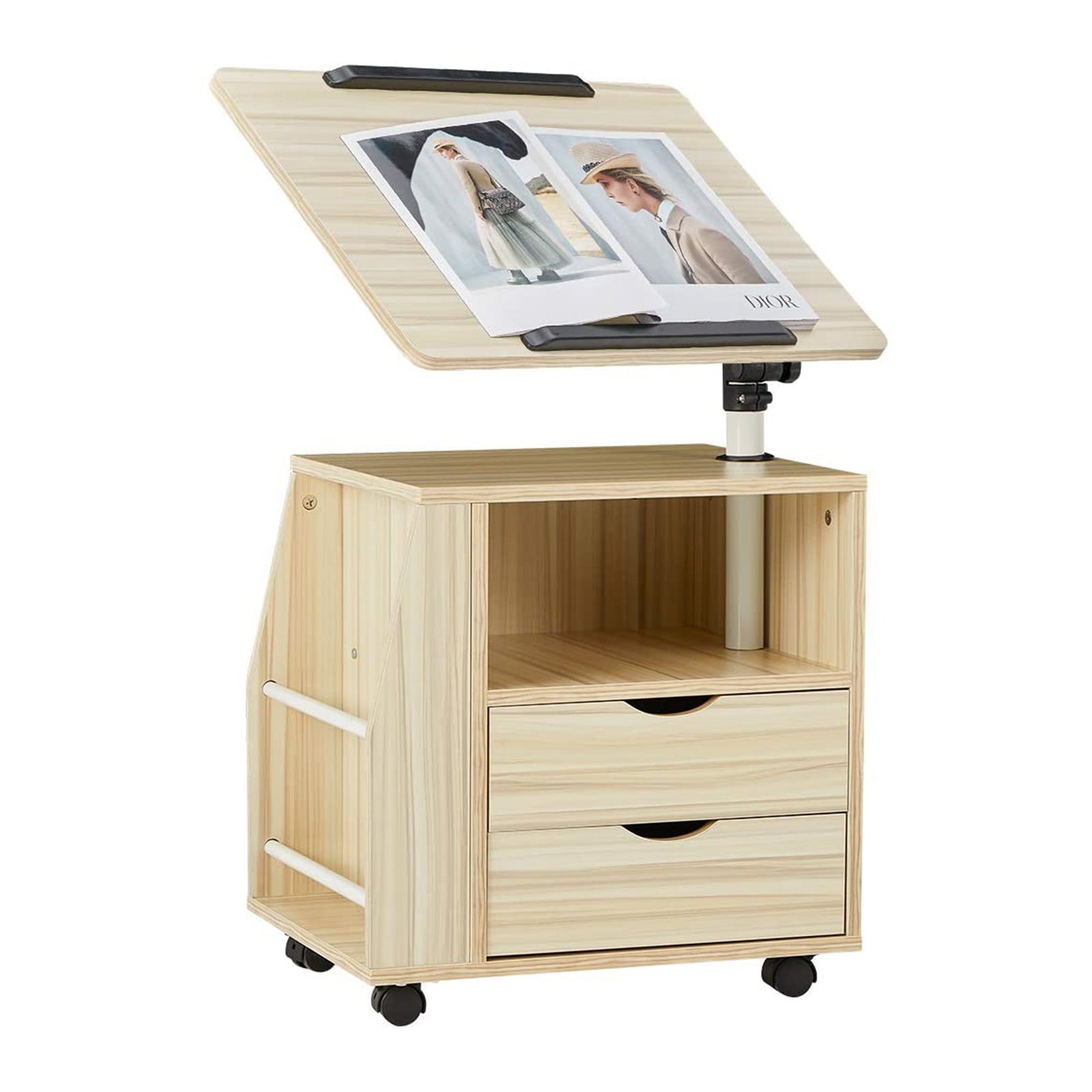EROMMY Swivel Top Adjustable Height Bedside End Table w/Storage Drawer(Open Box) - VMInnovations