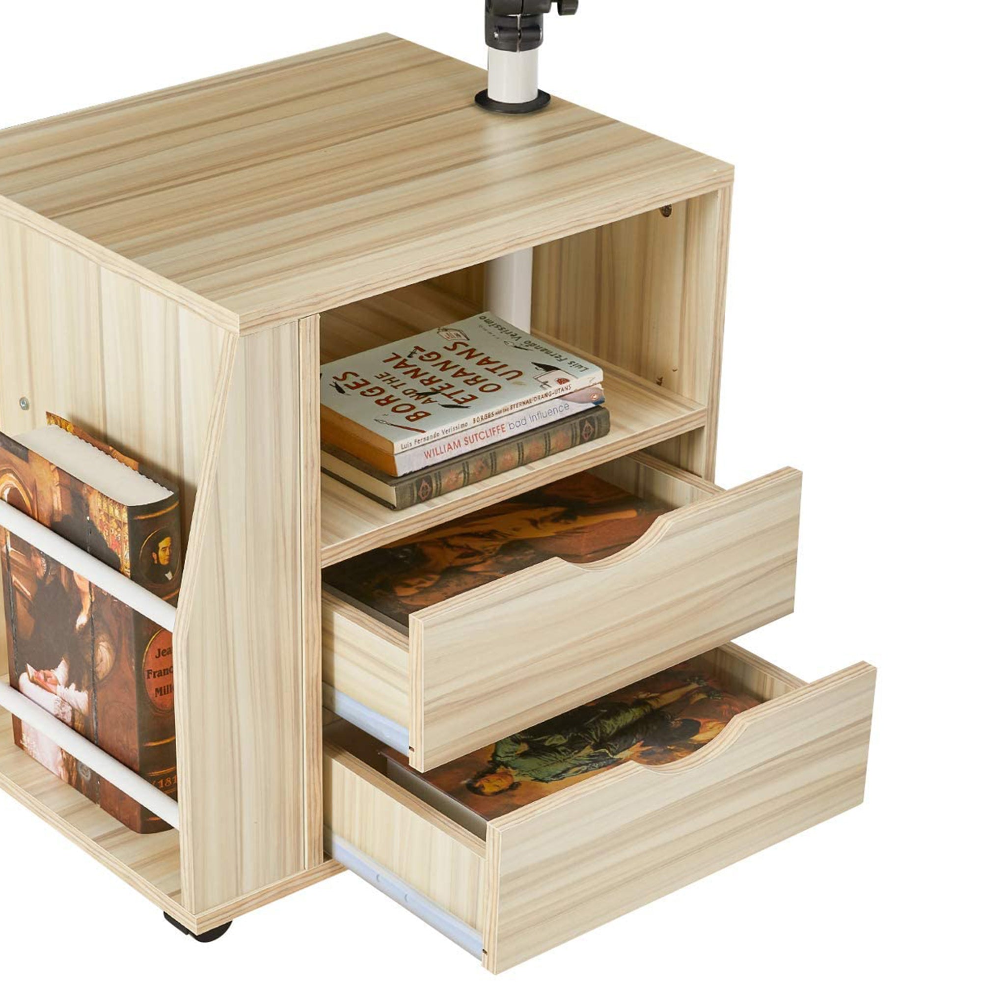EROMMY Swivel Top Adjustable Height Bedside End Table w/Storage Drawer(Open Box) - VMInnovations