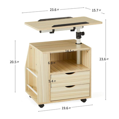 EROMMY Swivel Top Adjustable Height Bedside End Table w/Storage Drawer(Open Box) - VMInnovations