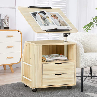 EROMMY Swivel Top Adjustable Height Bedside End Table w/Storage Drawer(Open Box) - VMInnovations