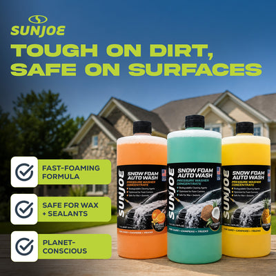 Sun Joe 3 Pack Premium Snow Foam Auto Washing Soap, Concentrated Detergent, AW3Q - VMInnovations