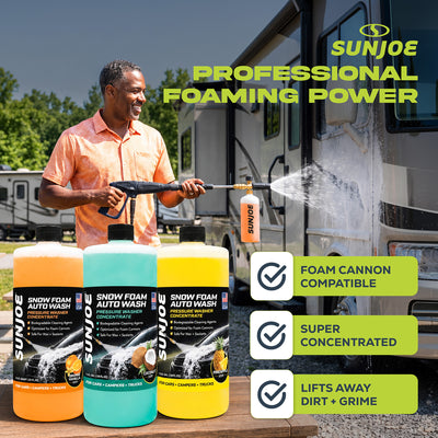 Sun Joe 3 Pack Premium Snow Foam Auto Washing Soap, Concentrated Detergent, AW3Q - VMInnovations