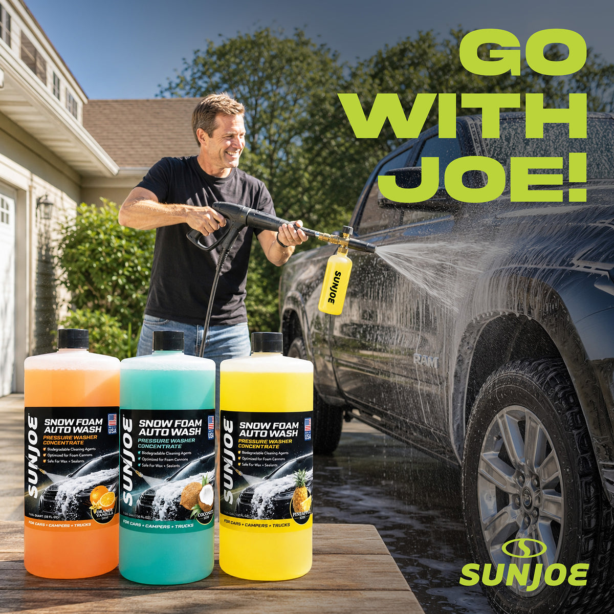 Sun Joe 3 Pack Premium Snow Foam Auto Washing Soap, Concentrated Detergent, AW3Q - VMInnovations