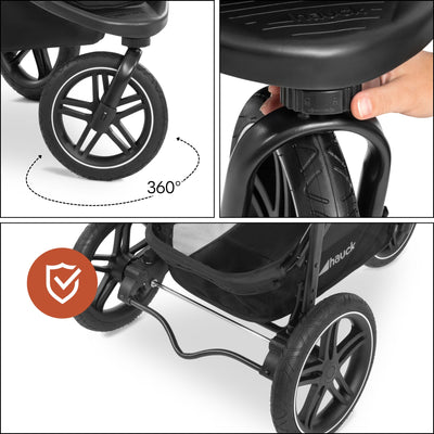 hauck Stroller Rapid 3R Reclining Seat, Compact Fold Stroller with Rubber Tires - VMInnovations