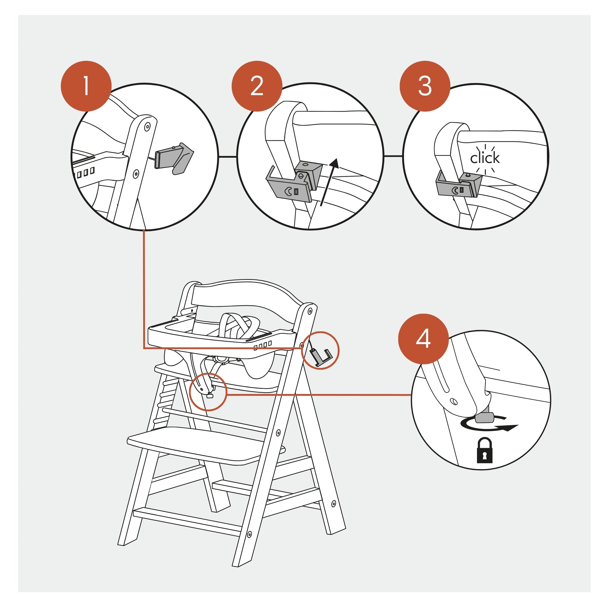 Alpha High Chair Tray Table Compatible with Wooden Alpha+ and Beta+, Grey (Used) - VMInnovations