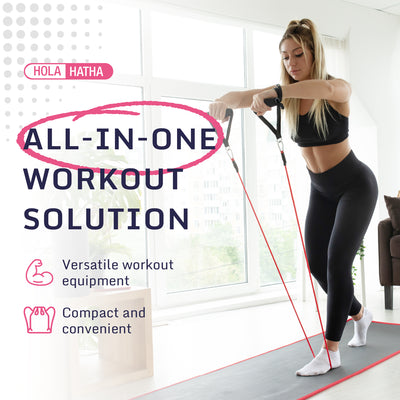 HolaHatha Resistance 110lb Maximum Workout Set with 5 Bands 2 Handles (Open Box) - VMInnovations