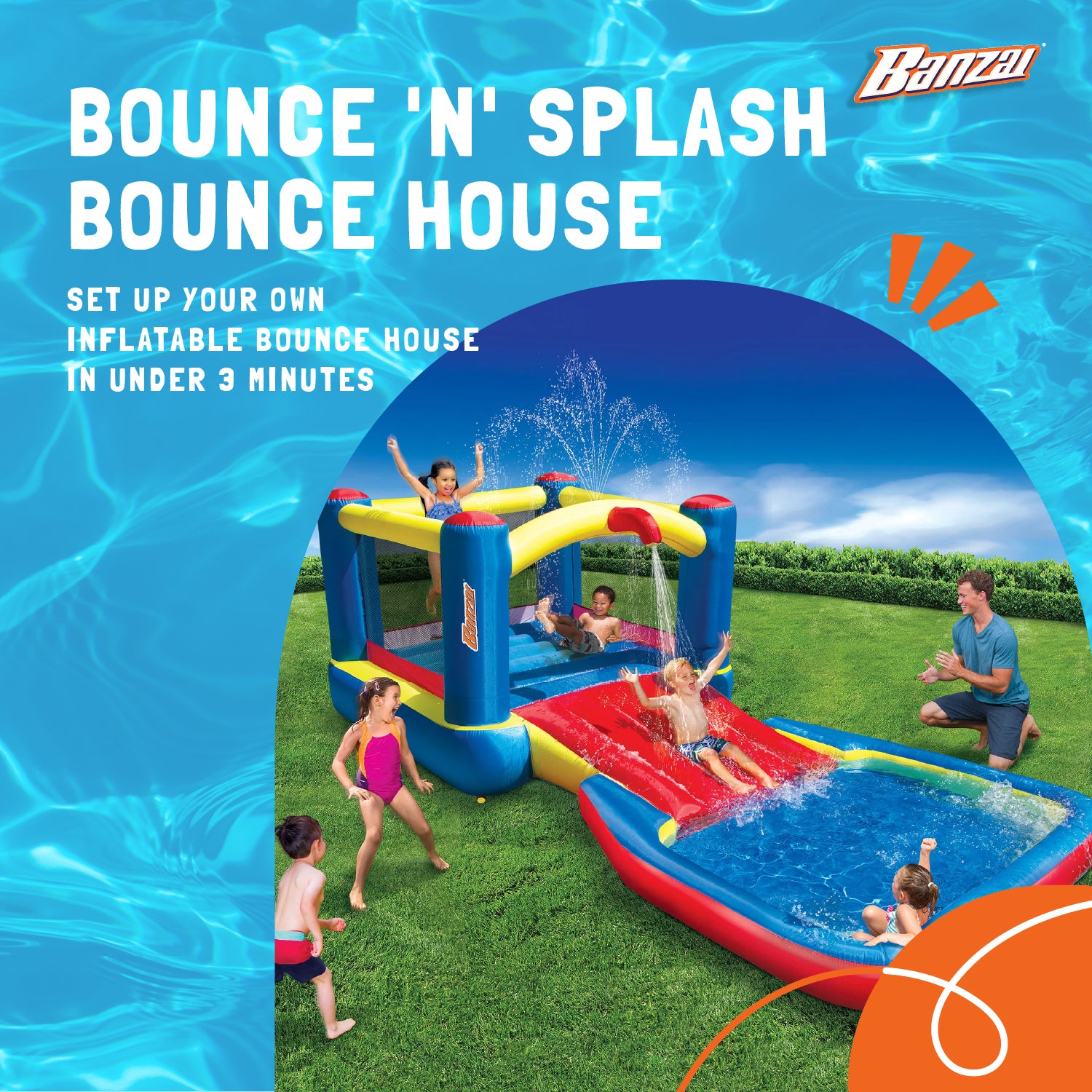 Banzai Bounce N Splash Water Park Aquatic Activity Play Center with Slide (Used) - VMInnovations