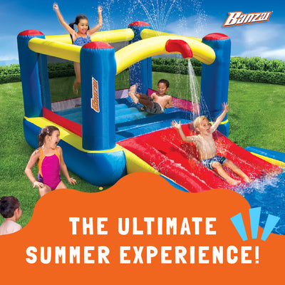 Banzai Bounce N Splash Outdoor Water Park Aquatic Activity Play Center w/ Slide - VMInnovations