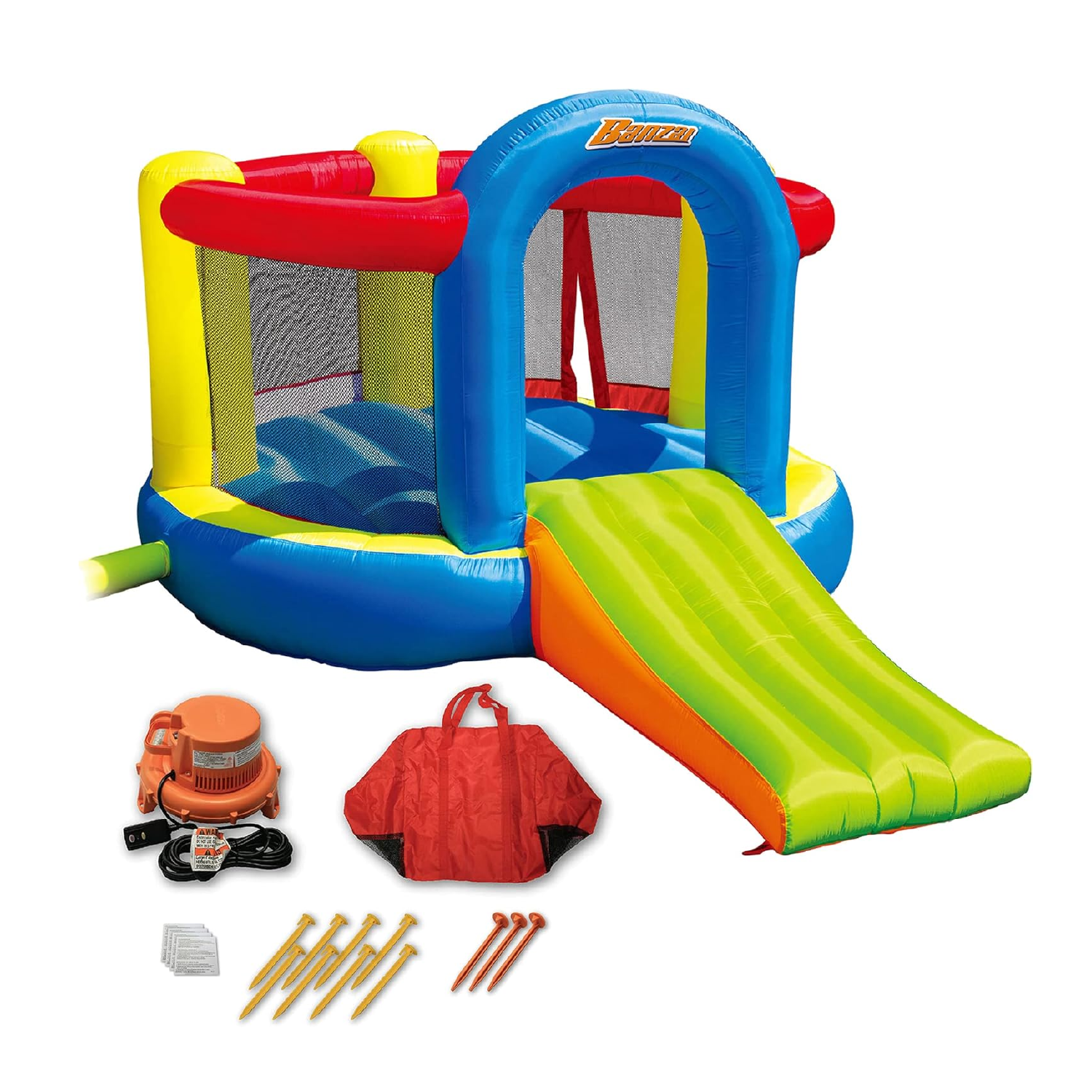 Banzai Jump 'N Slide Bouncer Inflatable Outdoor Backyard Bouncy House Castle - VMInnovations