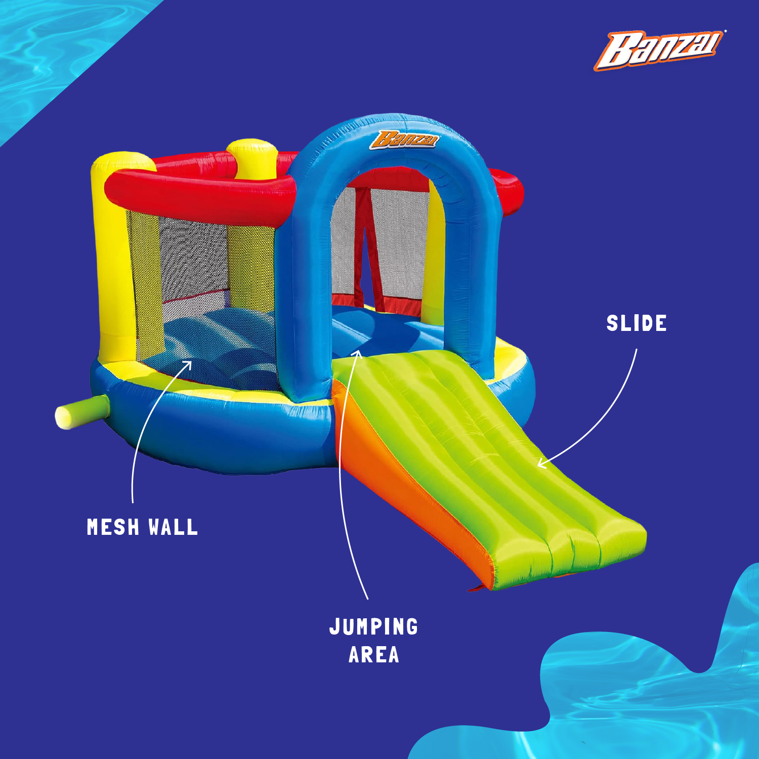 Banzai Inflatable Jump and Slide Bouncer Bounce House w/ Oversized Slide (Used) - VMInnovations
