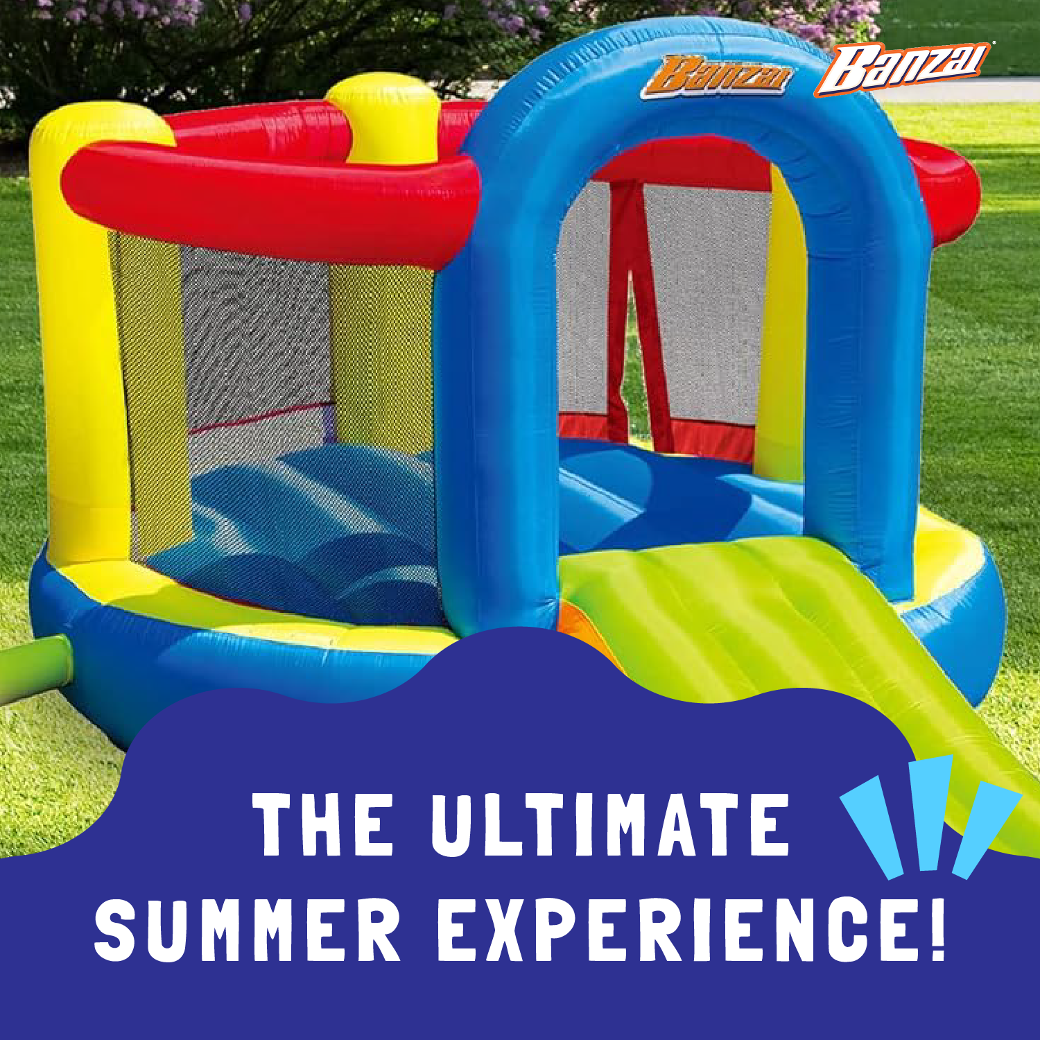 Banzai Inflatable Jump and Slide Bouncer Bounce House w/ Oversized Slide (Used) - VMInnovations