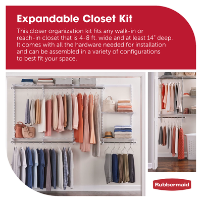 Rubbermaid Configurations Custom Closet Organizer 4'-8' Kit - White (Open Box) - VMInnovations