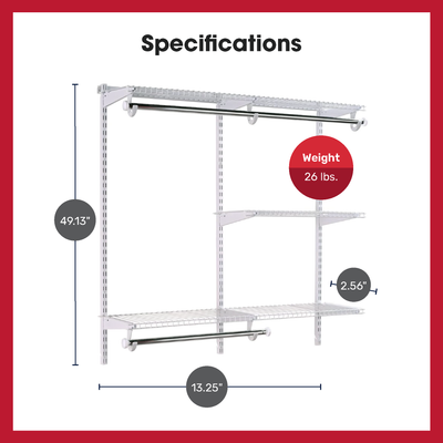 Rubbermaid Configurations Custom Closet Organizer 4'-8' Kit - White (Used) - VMInnovations
