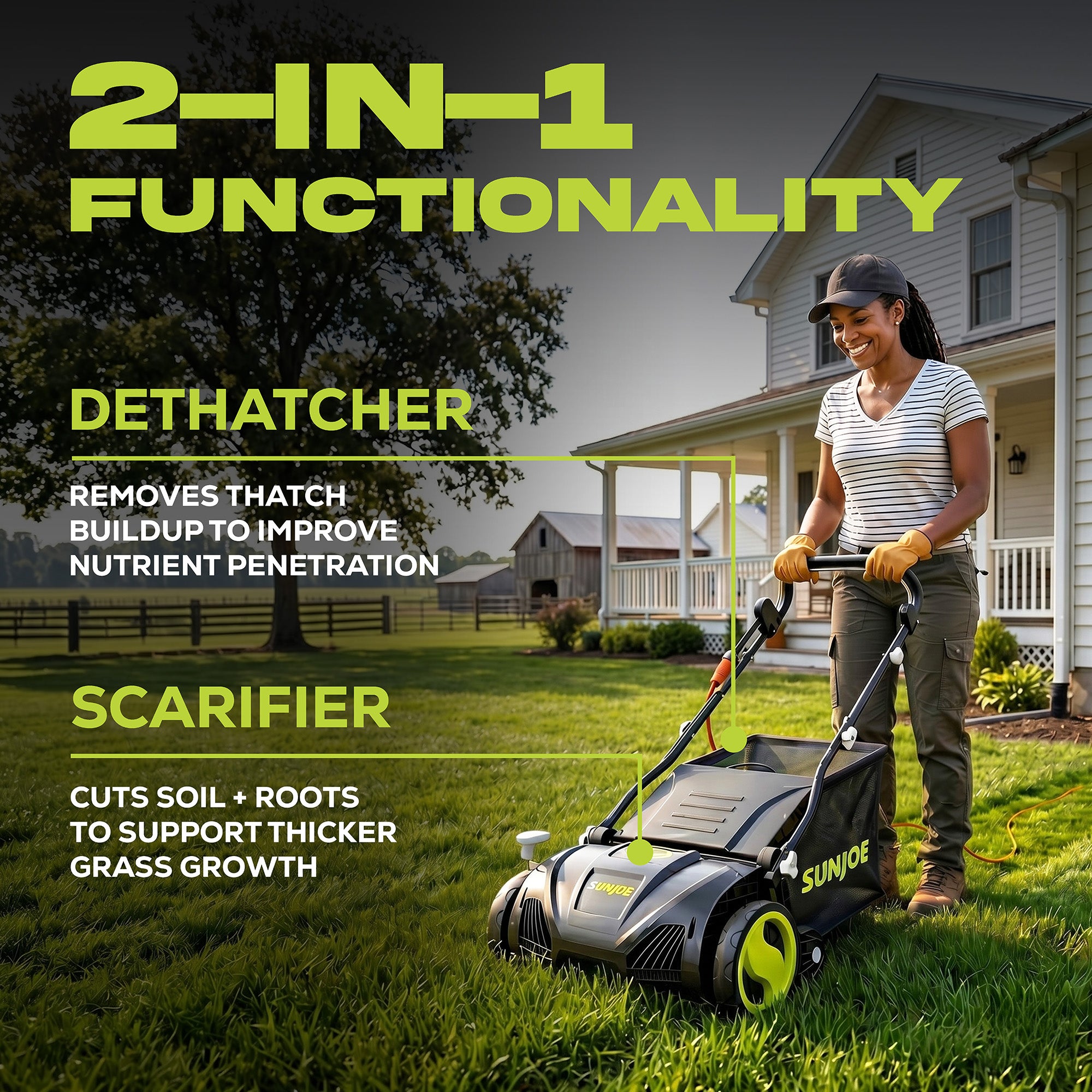 Sun Joe 15" Electric Dethatcher Scarifier with 13.2 Gallon Bag, 13 Amp, AJ805E