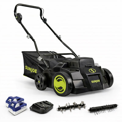Sun Joe Cordless Scarifier & Dethatcher, Motor, 2 24V 4.0Ah Batteries (Open Box)