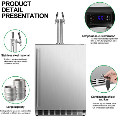 IceJungle Full Size Kegerator Outdoor Tap Draft Beer Dispenser, Stainless Steel