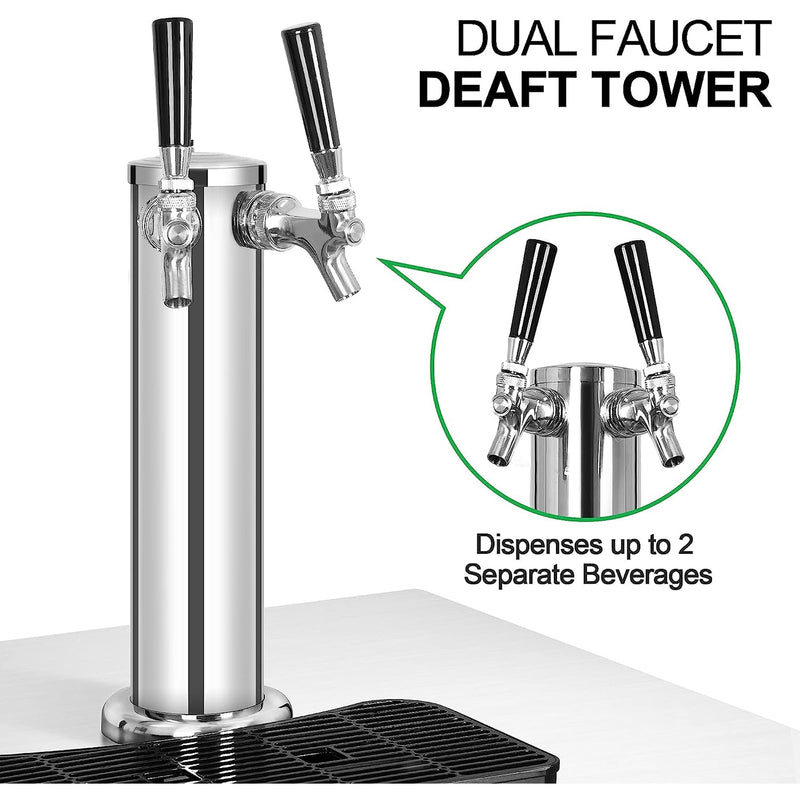 IceJungle Full Size Kegerator Outdoor Tap Draft Beer, Stainless Steel (Damaged)