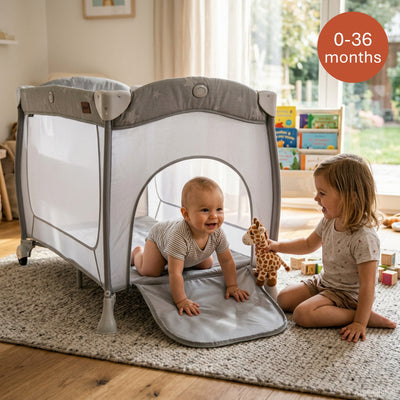 hauck Sleep N Play Center Portable Travel Cot w/Bassinet & Playpen, Stars Grey - VMInnovations