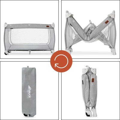 hauck Sleep N Play Center Portable Travel Cot w/Bassinet & Playpen, Stars Grey - VMInnovations