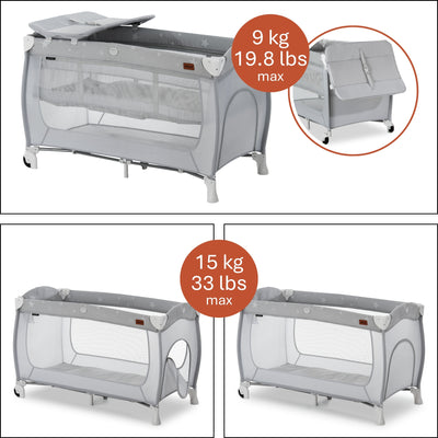 hauck Sleep N Play Center Portable Travel Cot w/Bassinet & Playpen, Stars Grey - VMInnovations