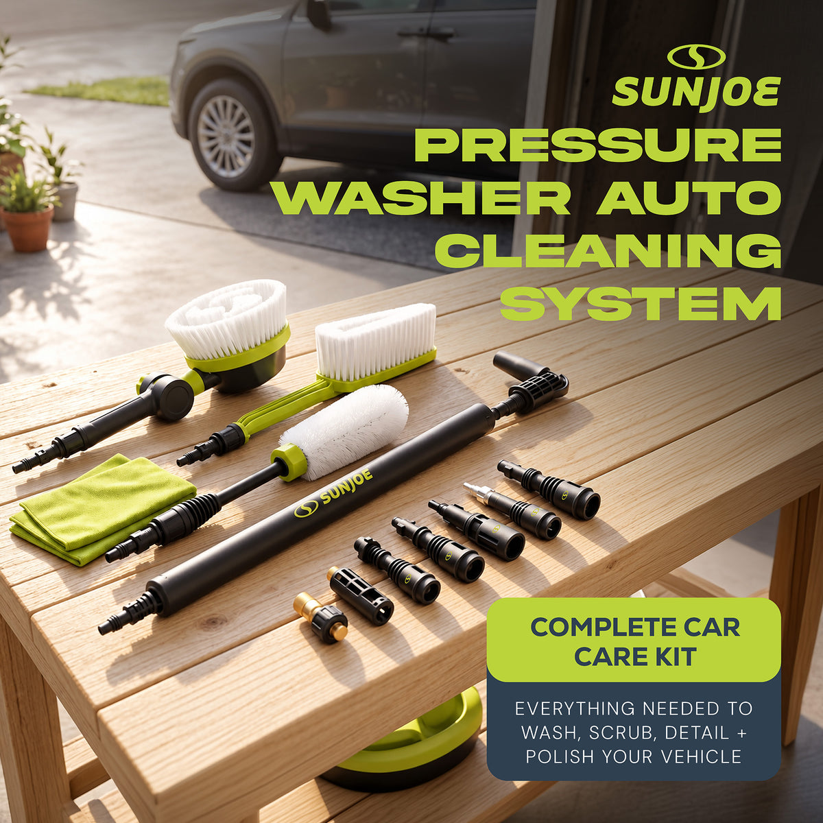 Sun Joe Auto Cleaning System, Pressure Washer Kit, Rotating Brush, SPX-ACS-MAX