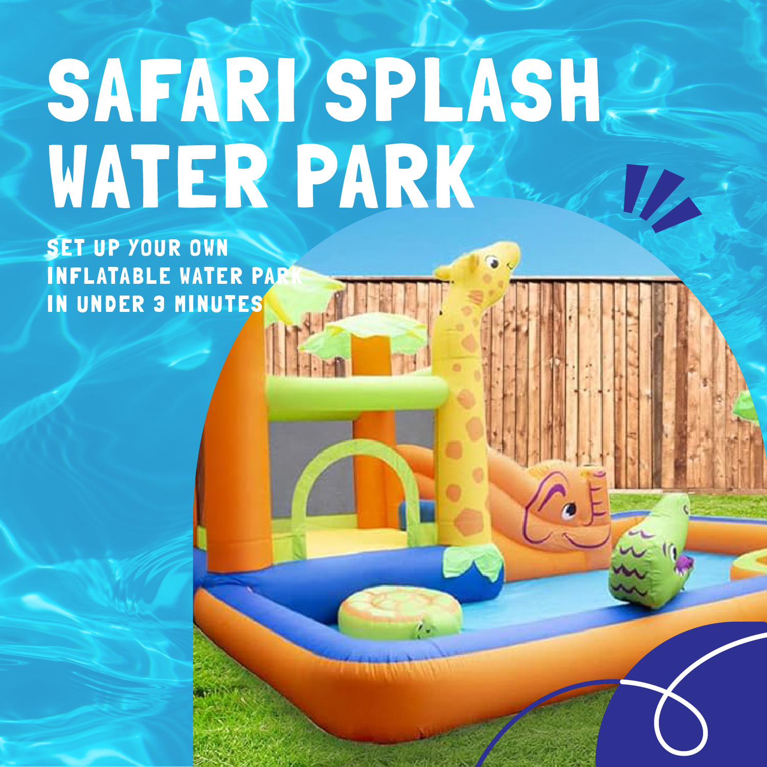 Banzai Safari Splash Water Park Inflatable Bouncer Slide with Cannon and Blower - VMInnovations