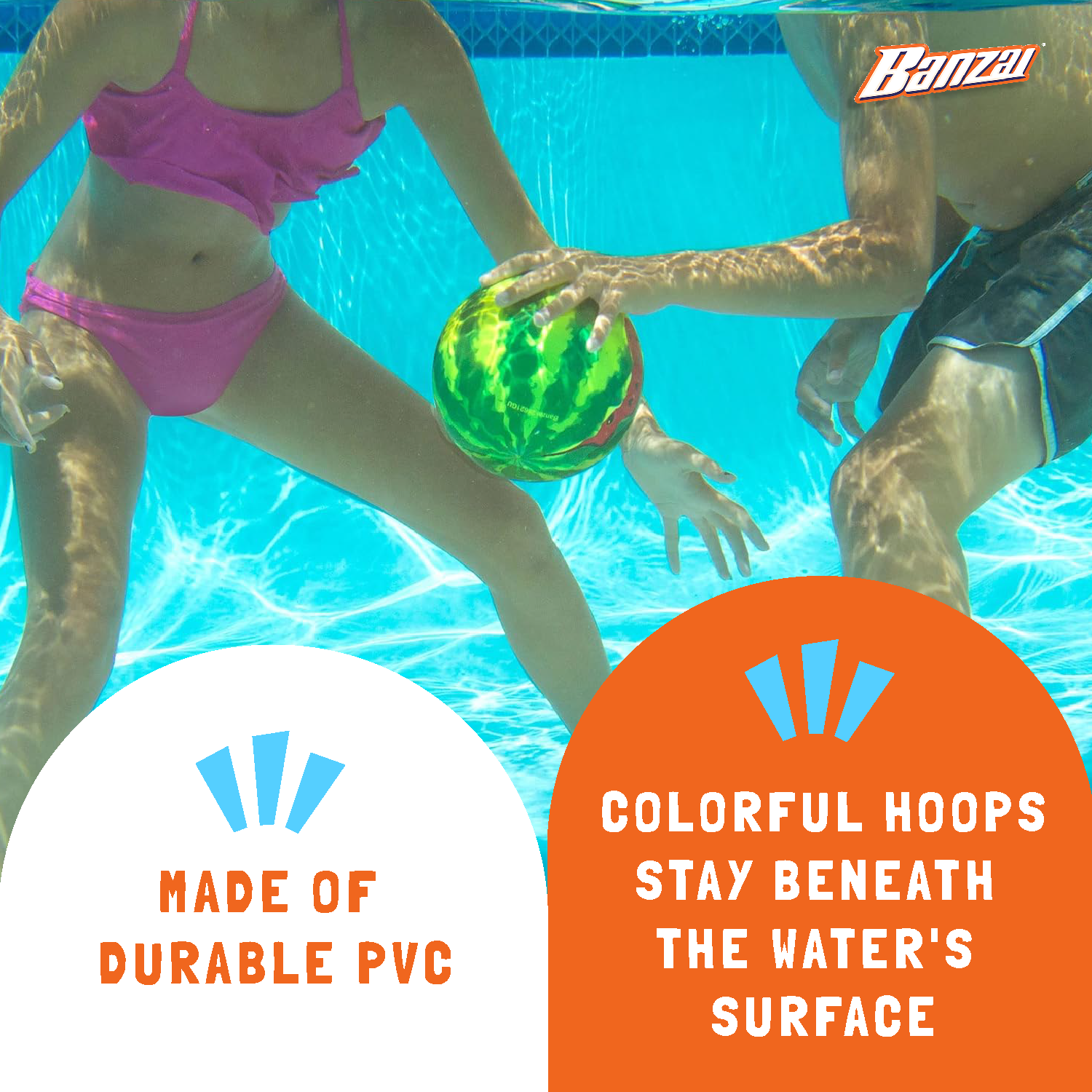 Banzai Melon Madness Pool Underwater Water-Filled Ball w/ Target Hoop (Open Box) - VMInnovations