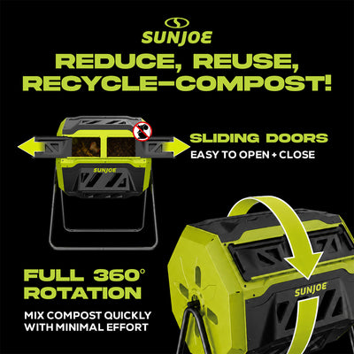 Sun Joe Dual Chamber Tumbling Composter, Advanced Aeration, 42 Gallon, SJ-CMPS1