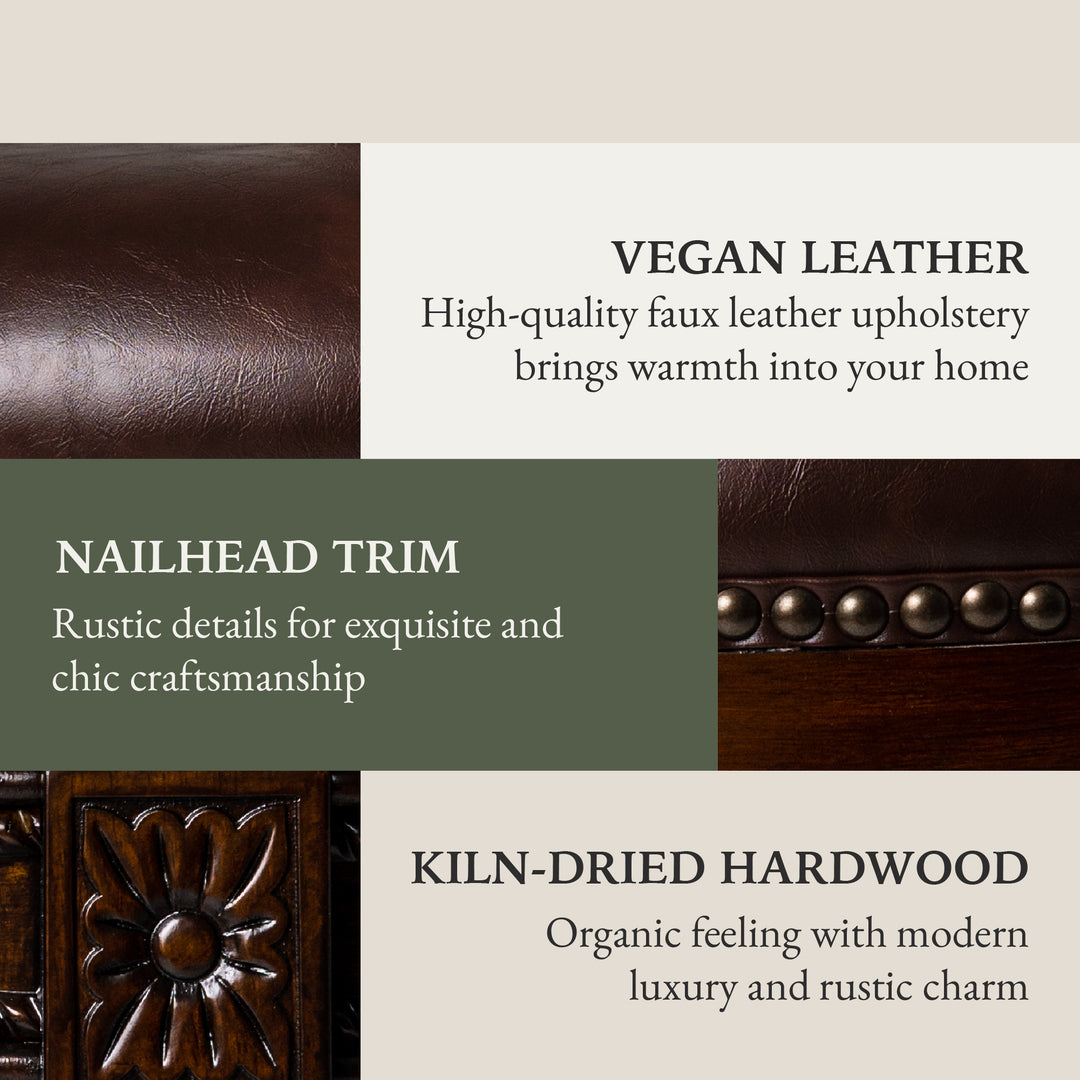 Maven Lane Carved 30" H Seat Swivel Bar Stool w/Nailhead Trim (For Parts) - VMInnovations