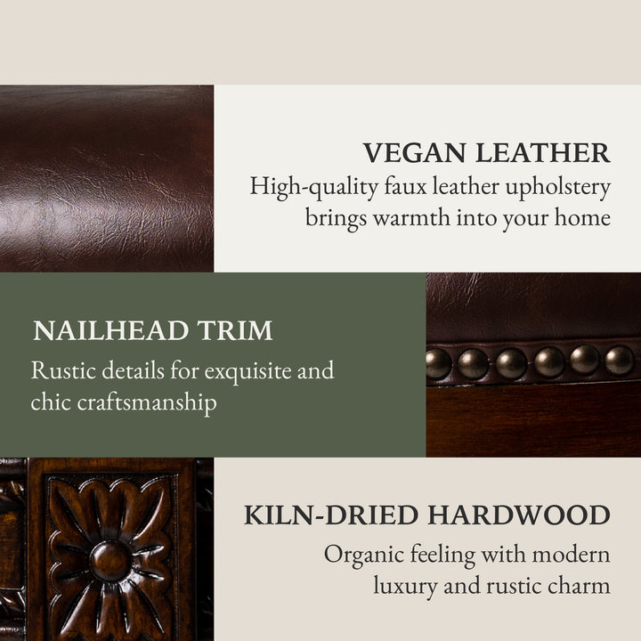 Maven Lane Carved 30" H Seat Swivel Bar Stool w/Nailhead Trim (For Parts) - VMInnovations