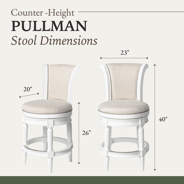 Maven Lane Pullman High-Back Stool, Alabaster White, Counter Height (Open Box) - VMInnovations