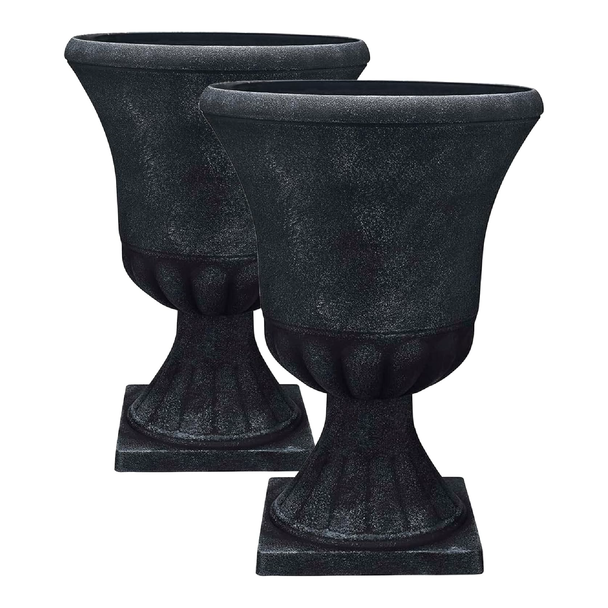 Southern Patio EB-029816 Winston 16 Inch Resin Outdoor Planter, Black (2 Pack) - VMInnovations