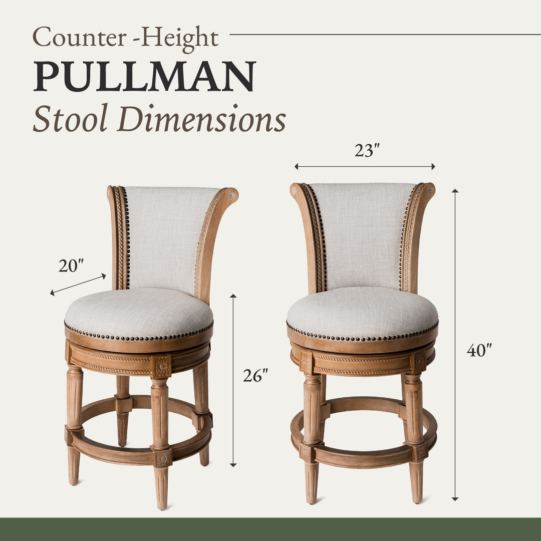 Maven Lane Pullman High-Back Swivel Stool, Weathered Oak, Counter Height (Used) - VMInnovations