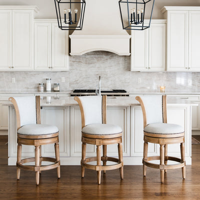 Maven Lane Pullman High-Back Swivel Stool, Weathered Oak, Counter Height (Used) - VMInnovations