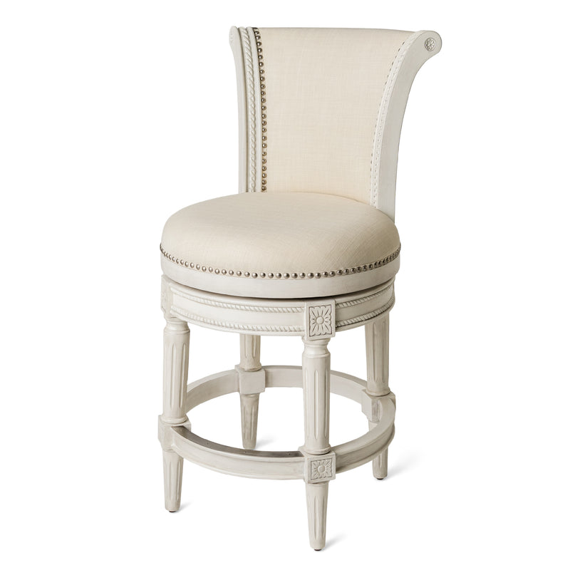 Maven Lane Pullman Counter Stool in White Oak w/ Natural Color Fabric Upholstery