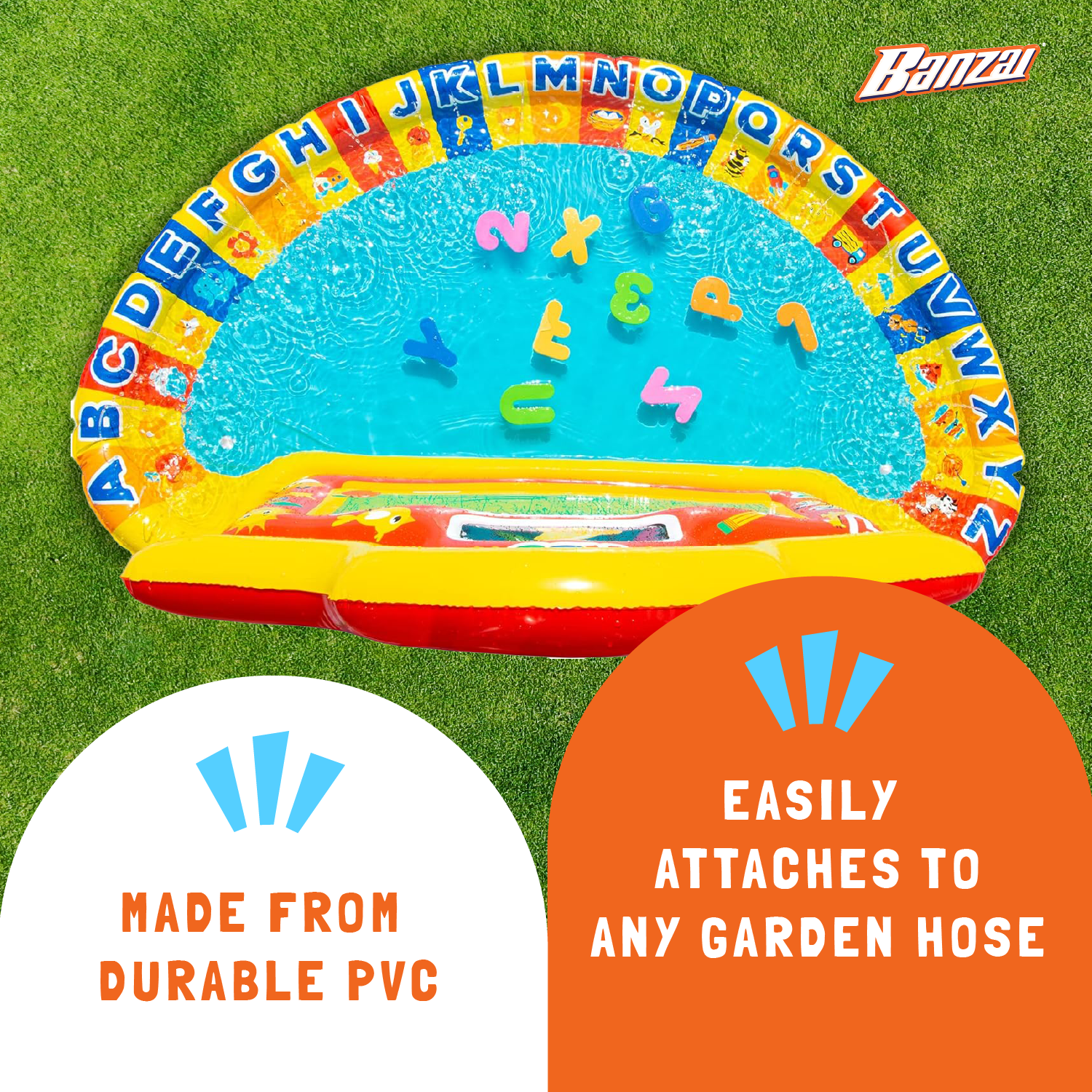 Banzai Jr School Splash Inflatable Educational Learning Water Play Mat, Ages 3+ - VMInnovations
