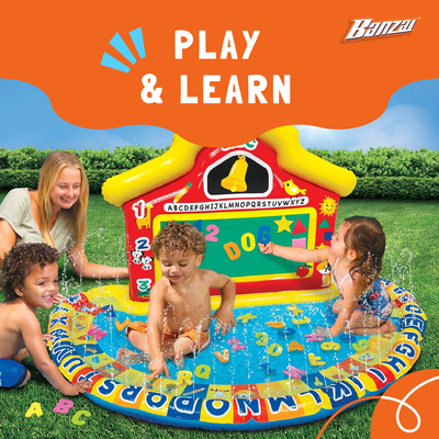 Banzai Jr School Splash Inflatable Educational Learning Water Play Mat, Ages 3+